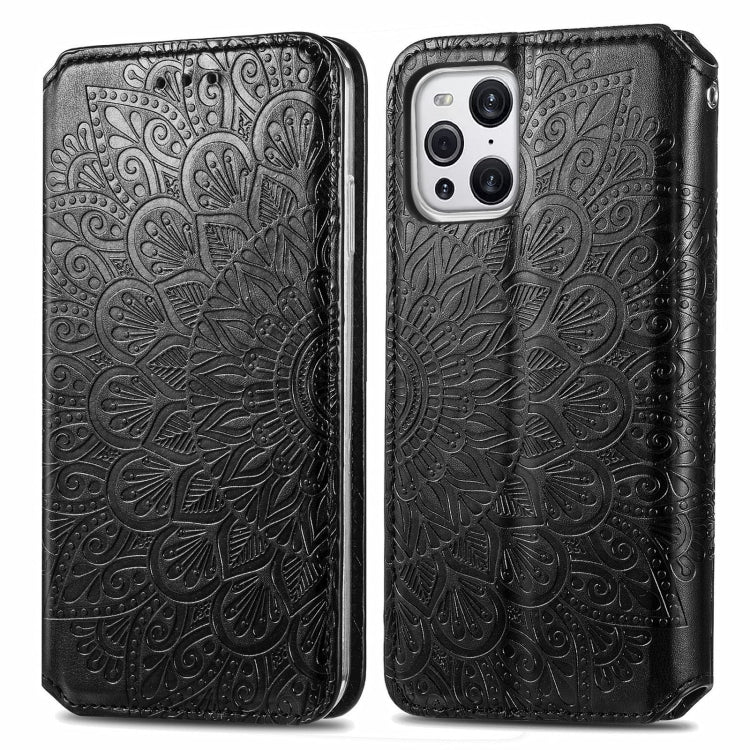 For OPPO Find X3 Pro / Find X3 Blooming Mandala Embossed Pattern Magnetic Horizontal Flip Leather Case with Holder & Card Slots & Wallet