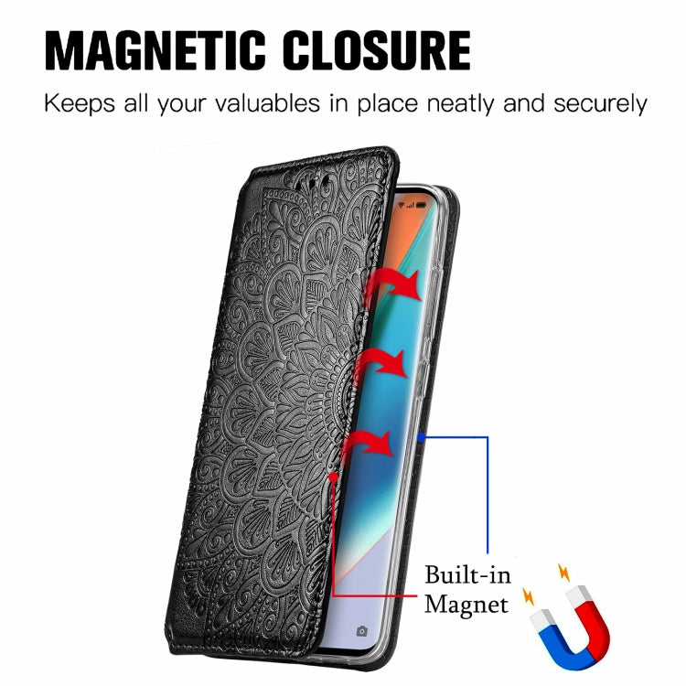 For OPPO Find X3 Pro / Find X3 Blooming Mandala Embossed Pattern Magnetic Horizontal Flip Leather Case with Holder & Card Slots & Wallet