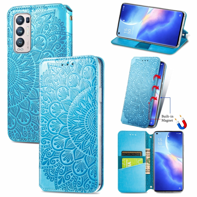 For OPPO Reno5 Pro+ 5G / X3 Neo Blooming Mandala Embossed Pattern Magnetic Horizontal Flip Leather Case with Holder & Card Slots & Wallet
