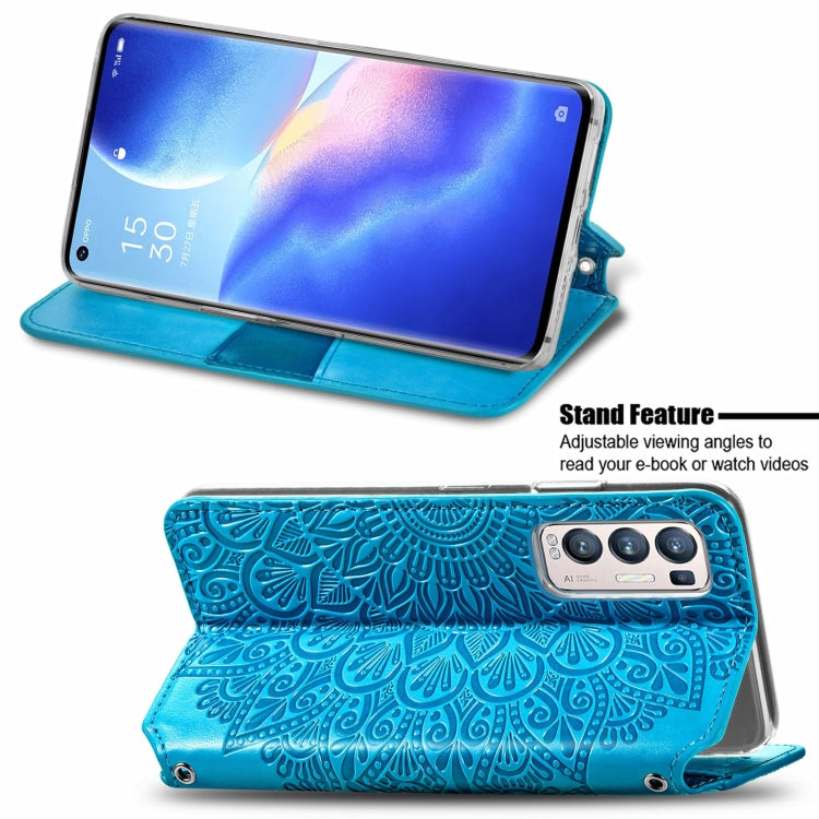 For OPPO Reno5 Pro+ 5G / X3 Neo Blooming Mandala Embossed Pattern Magnetic Horizontal Flip Leather Case with Holder & Card Slots & Wallet