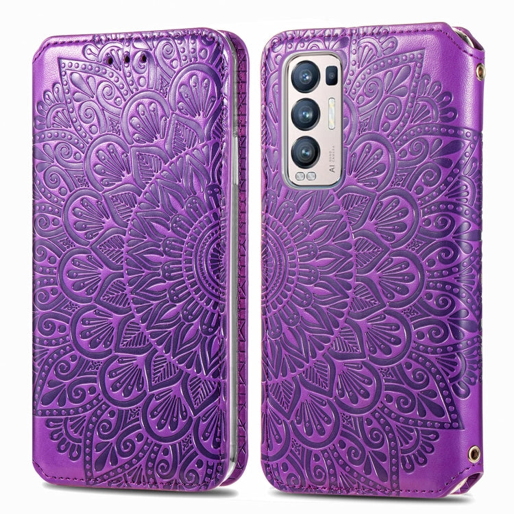 For OPPO Reno5 Pro+ 5G / X3 Neo Blooming Mandala Embossed Pattern Magnetic Horizontal Flip Leather Case with Holder & Card Slots & Wallet