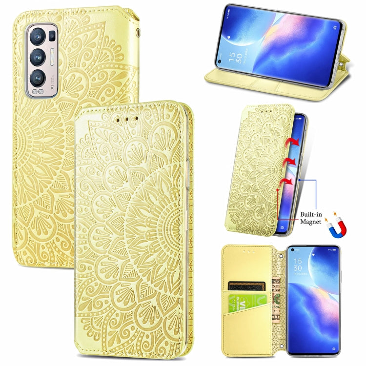For OPPO Reno5 Pro+ 5G / X3 Neo Blooming Mandala Embossed Pattern Magnetic Horizontal Flip Leather Case with Holder & Card Slots & Wallet