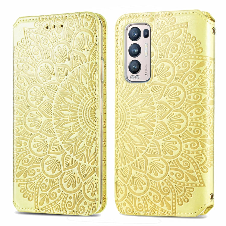 For OPPO Reno5 Pro+ 5G / X3 Neo Blooming Mandala Embossed Pattern Magnetic Horizontal Flip Leather Case with Holder & Card Slots & Wallet