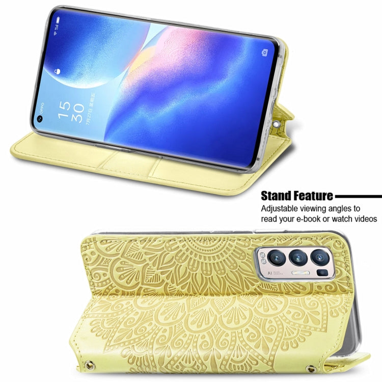 For OPPO Reno5 Pro+ 5G / X3 Neo Blooming Mandala Embossed Pattern Magnetic Horizontal Flip Leather Case with Holder & Card Slots & Wallet