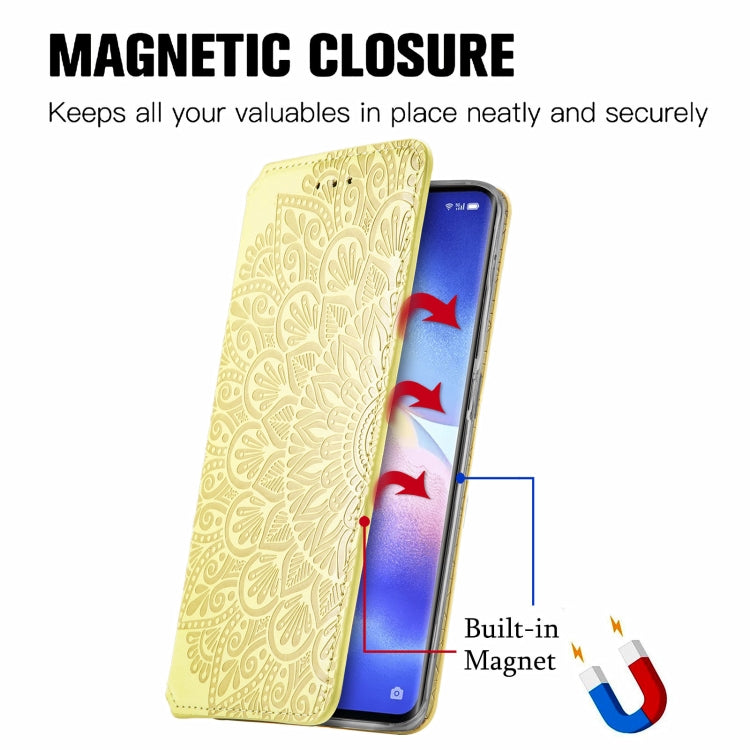 For OPPO Reno5 Pro+ 5G / X3 Neo Blooming Mandala Embossed Pattern Magnetic Horizontal Flip Leather Case with Holder & Card Slots & Wallet