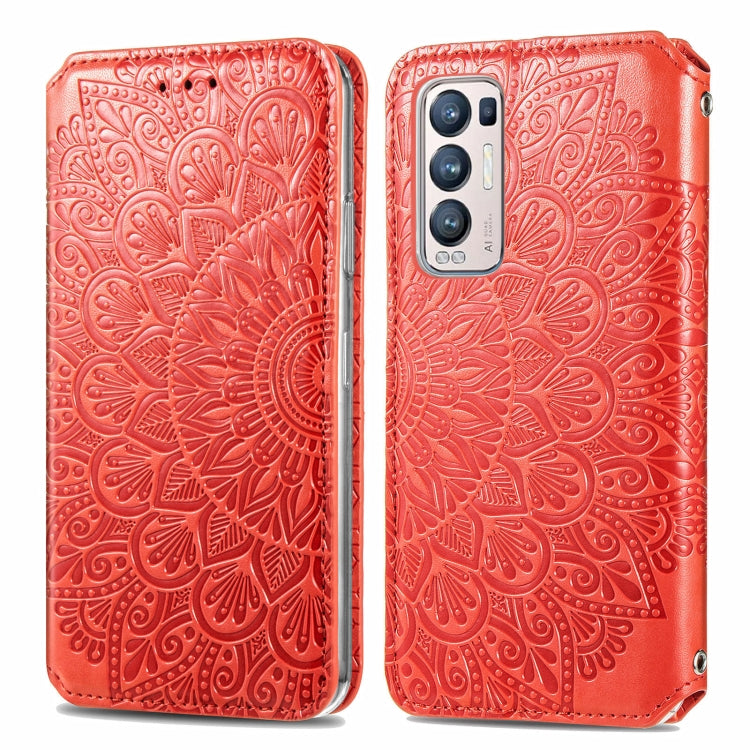 For OPPO Reno5 Pro+ 5G / X3 Neo Blooming Mandala Embossed Pattern Magnetic Horizontal Flip Leather Case with Holder & Card Slots & Wallet