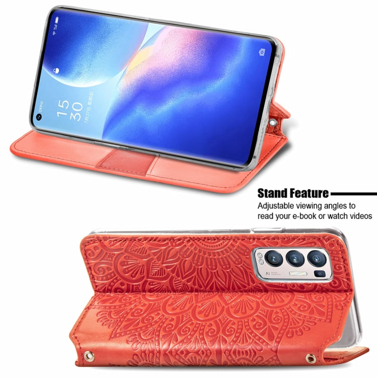 For OPPO Reno5 Pro+ 5G / X3 Neo Blooming Mandala Embossed Pattern Magnetic Horizontal Flip Leather Case with Holder & Card Slots & Wallet
