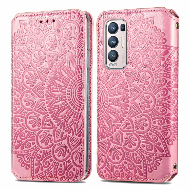 For OPPO Reno5 Pro+ 5G / X3 Neo Blooming Mandala Embossed Pattern Magnetic Horizontal Flip Leather Case with Holder & Card Slots & Wallet