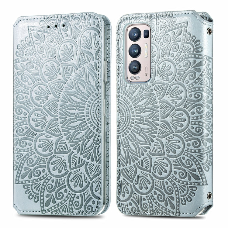 For OPPO Reno5 Pro+ 5G / X3 Neo Blooming Mandala Embossed Pattern Magnetic Horizontal Flip Leather Case with Holder & Card Slots & Wallet