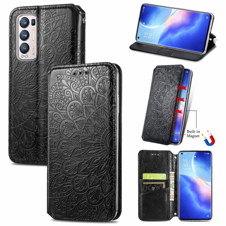 For OPPO Reno5 Pro+ 5G / X3 Neo Blooming Mandala Embossed Pattern Magnetic Horizontal Flip Leather Case with Holder & Card Slots & Wallet