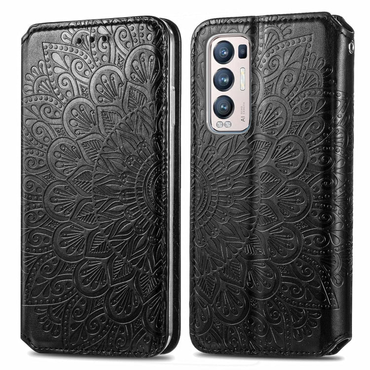 For OPPO Reno5 Pro+ 5G / X3 Neo Blooming Mandala Embossed Pattern Magnetic Horizontal Flip Leather Case with Holder & Card Slots & Wallet