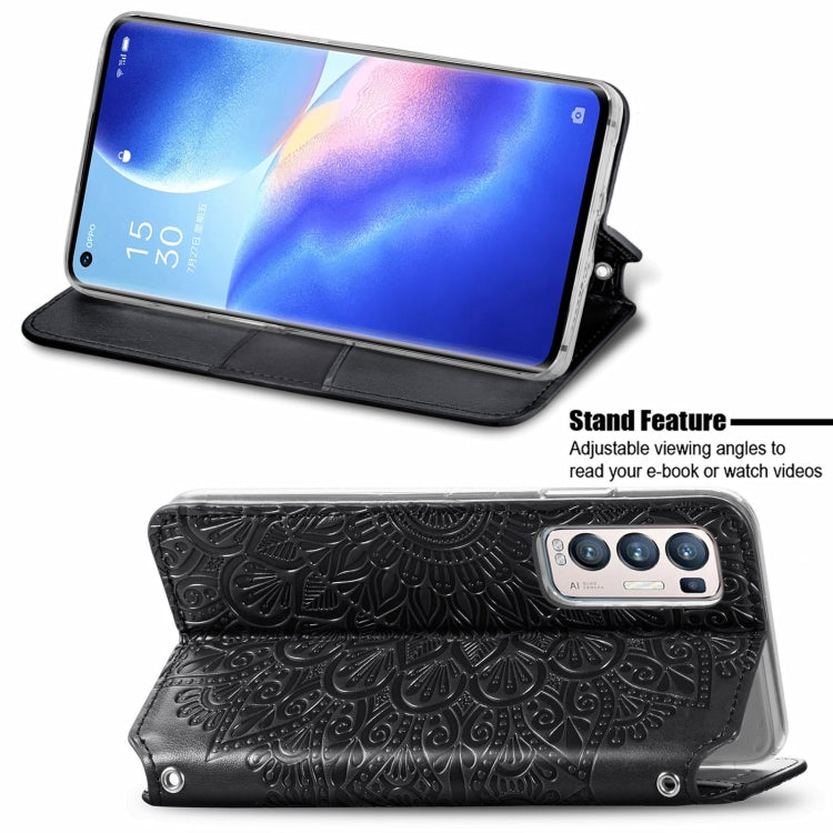 For OPPO Reno5 Pro+ 5G / X3 Neo Blooming Mandala Embossed Pattern Magnetic Horizontal Flip Leather Case with Holder & Card Slots & Wallet