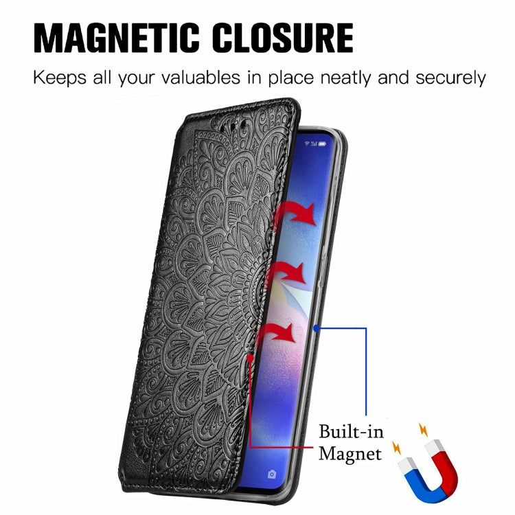 For OPPO Reno5 Pro+ 5G / X3 Neo Blooming Mandala Embossed Pattern Magnetic Horizontal Flip Leather Case with Holder & Card Slots & Wallet