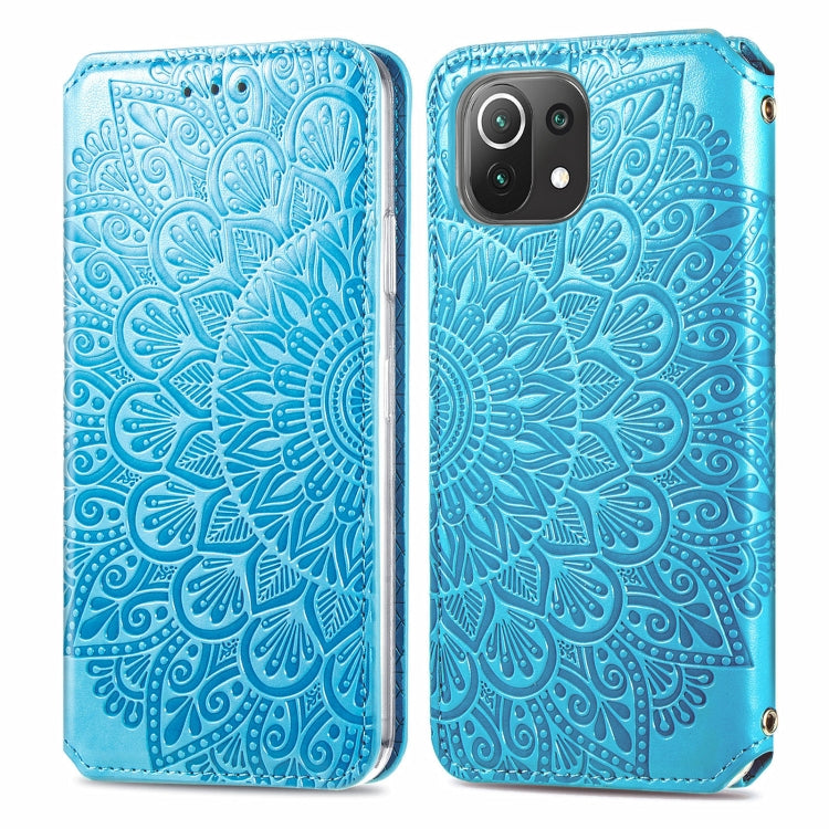 For Xiaomi Mi 11 Lite Blooming Mandala Embossed Pattern Magnetic Horizontal Flip Leather Case with Holder & Card Slots & Wallet