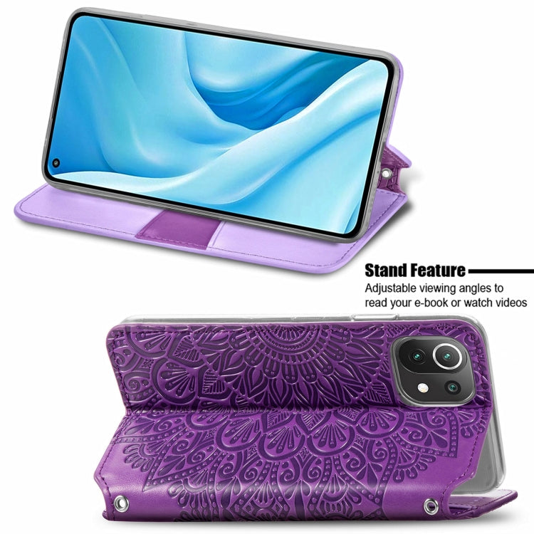 For Xiaomi Mi 11 Lite Blooming Mandala Embossed Pattern Magnetic Horizontal Flip Leather Case with Holder & Card Slots & Wallet