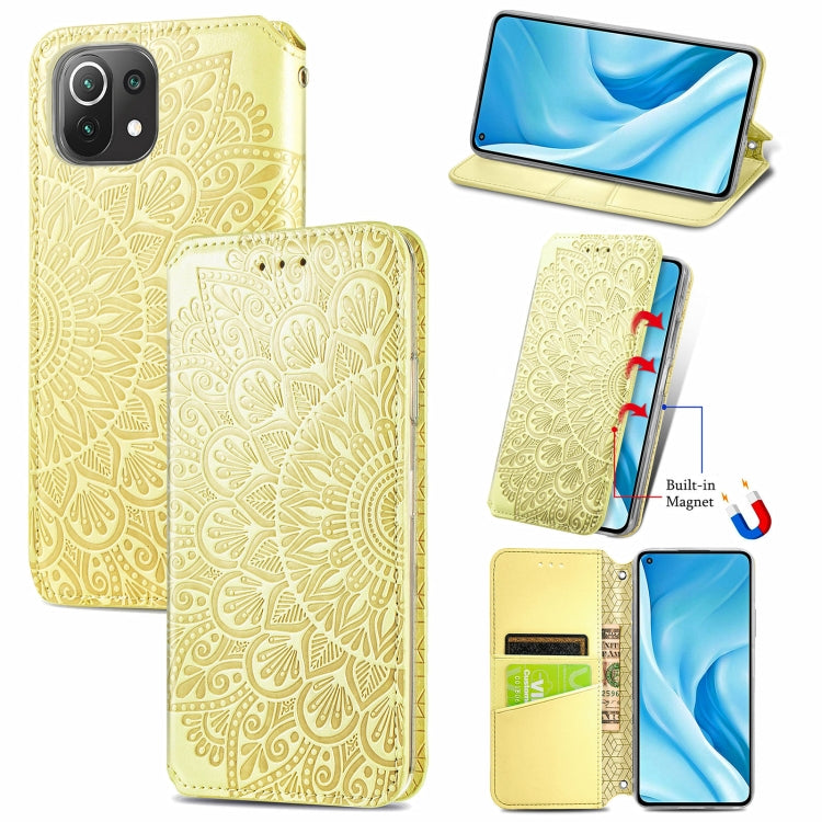 For Xiaomi Mi 11 Lite Blooming Mandala Embossed Pattern Magnetic Horizontal Flip Leather Case with Holder & Card Slots & Wallet