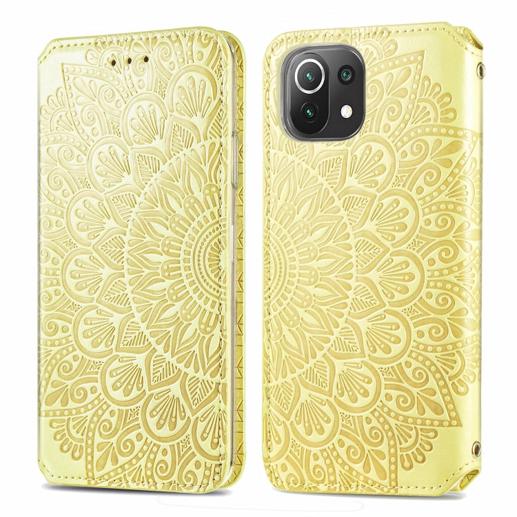 For Xiaomi Mi 11 Lite Blooming Mandala Embossed Pattern Magnetic Horizontal Flip Leather Case with Holder & Card Slots & Wallet