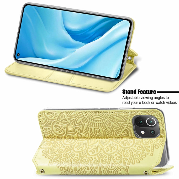For Xiaomi Mi 11 Lite Blooming Mandala Embossed Pattern Magnetic Horizontal Flip Leather Case with Holder & Card Slots & Wallet