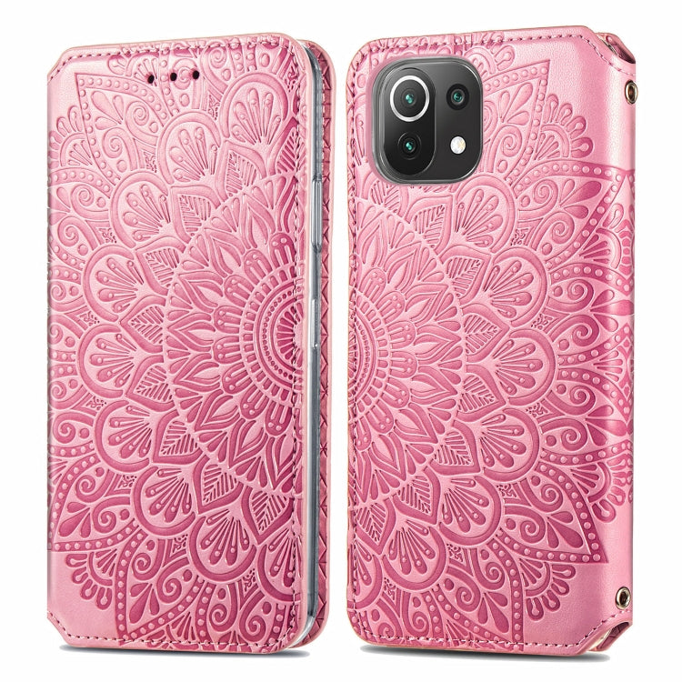 For Xiaomi Mi 11 Lite Blooming Mandala Embossed Pattern Magnetic Horizontal Flip Leather Case with Holder & Card Slots & Wallet