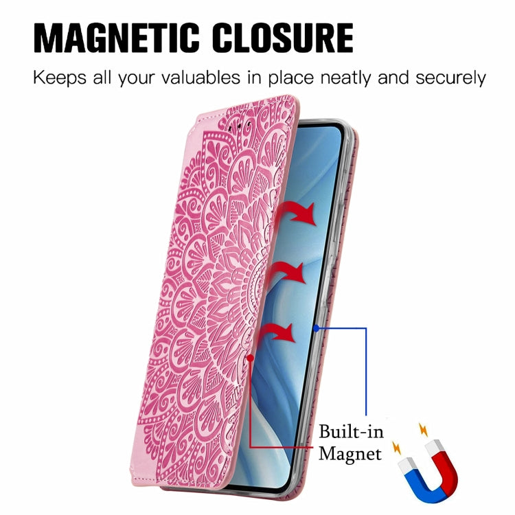 For Xiaomi Mi 11 Lite Blooming Mandala Embossed Pattern Magnetic Horizontal Flip Leather Case with Holder & Card Slots & Wallet