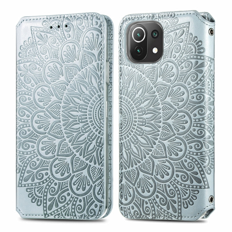 For Xiaomi Mi 11 Lite Blooming Mandala Embossed Pattern Magnetic Horizontal Flip Leather Case with Holder & Card Slots & Wallet