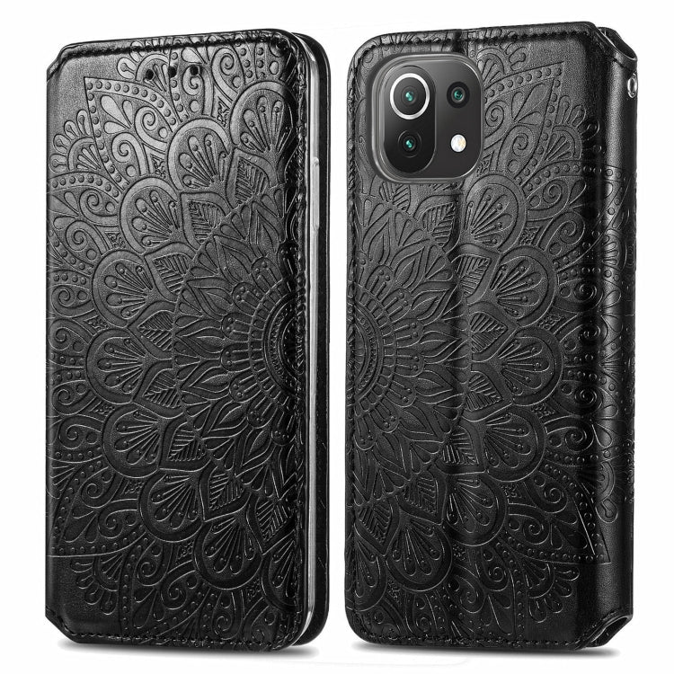 For Xiaomi Mi 11 Lite Blooming Mandala Embossed Pattern Magnetic Horizontal Flip Leather Case with Holder & Card Slots & Wallet