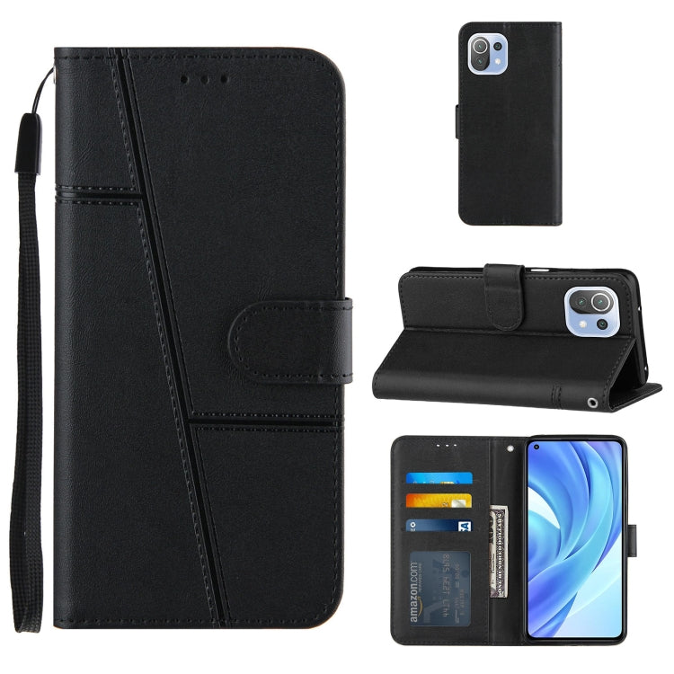 Stitching Calf Texture Buckle Horizontal Flip Leather Case with Holder & Card Slots & Wallet & Lanyard For Xiaomi Mi 11 Lite