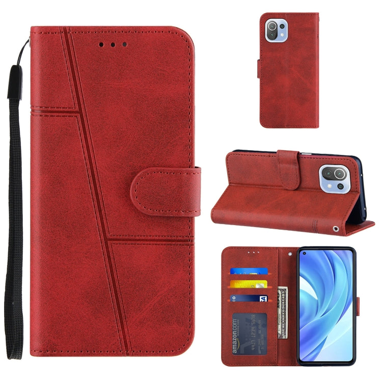 Stitching Calf Texture Buckle Horizontal Flip Leather Case with Holder & Card Slots & Wallet & Lanyard For Xiaomi Mi 11 Lite