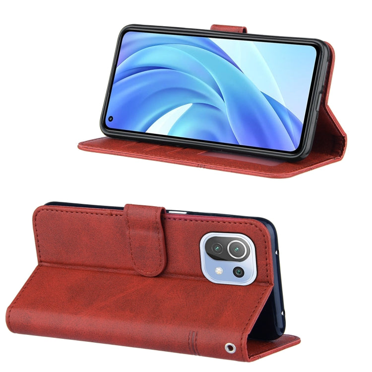 Stitching Calf Texture Buckle Horizontal Flip Leather Case with Holder & Card Slots & Wallet & Lanyard For Xiaomi Mi 11 Lite
