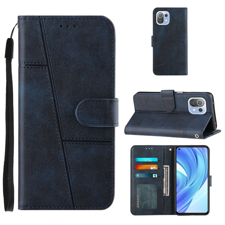 Stitching Calf Texture Buckle Horizontal Flip Leather Case with Holder & Card Slots & Wallet & Lanyard For Xiaomi Mi 11 Lite