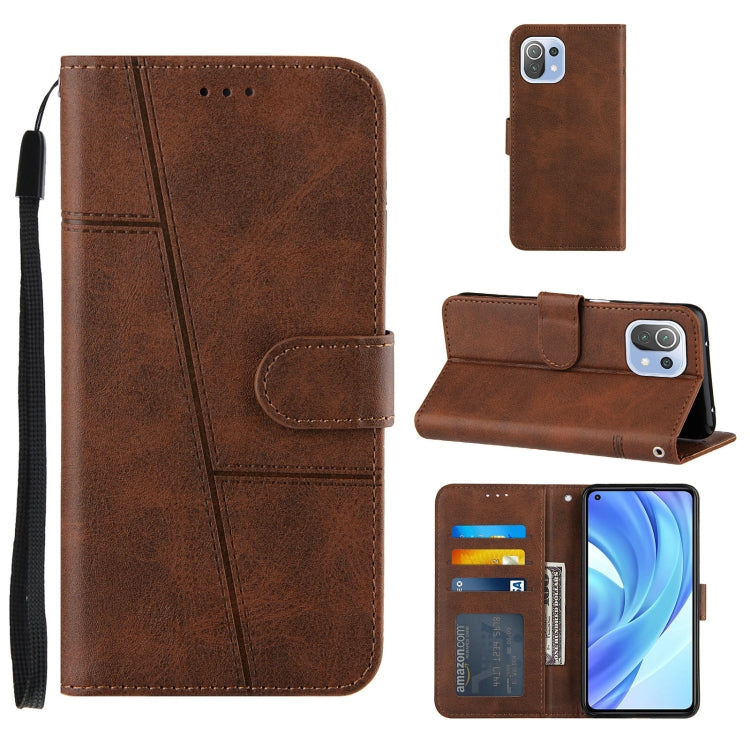 Stitching Calf Texture Buckle Horizontal Flip Leather Case with Holder & Card Slots & Wallet & Lanyard For Xiaomi Mi 11 Lite