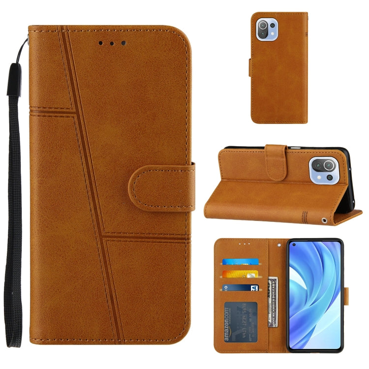 Stitching Calf Texture Buckle Horizontal Flip Leather Case with Holder & Card Slots & Wallet & Lanyard For Xiaomi Mi 11 Lite