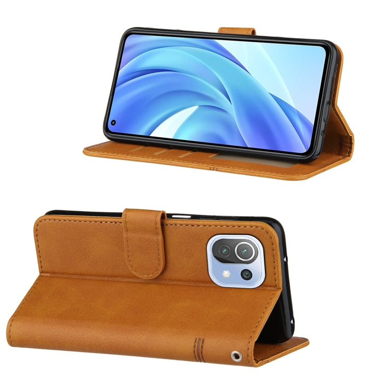 Stitching Calf Texture Buckle Horizontal Flip Leather Case with Holder & Card Slots & Wallet & Lanyard For Xiaomi Mi 11 Lite