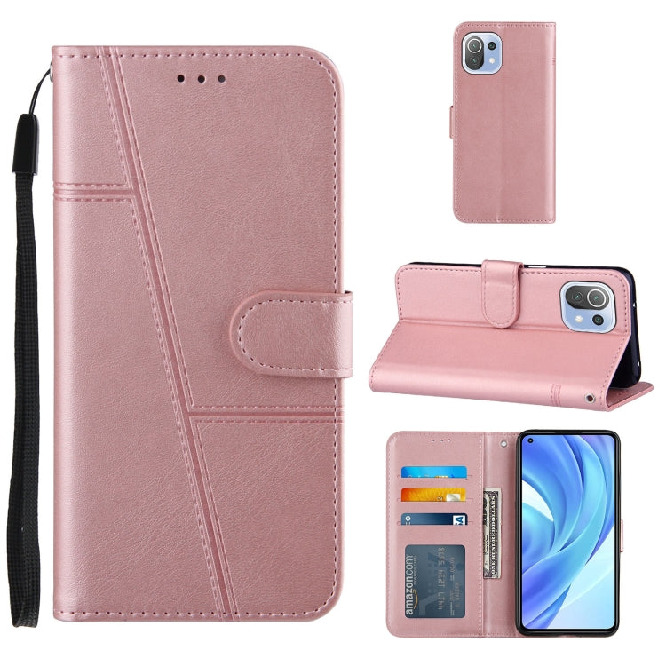 Stitching Calf Texture Buckle Horizontal Flip Leather Case with Holder & Card Slots & Wallet & Lanyard For Xiaomi Mi 11 Lite