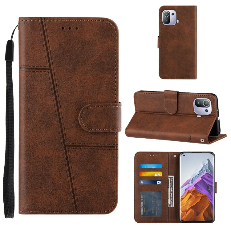 Stitching Calf Texture Buckle Horizontal Flip Leather Case with Holder & Card Slots & Wallet & Lanyard For Xiaomi Mi 11 Pro