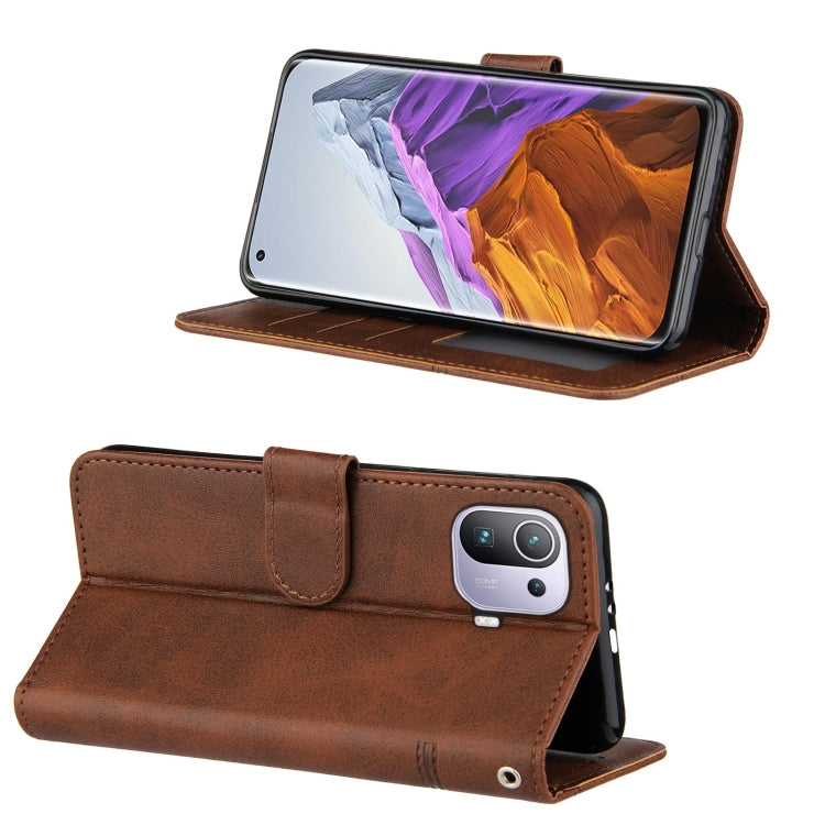 Stitching Calf Texture Buckle Horizontal Flip Leather Case with Holder & Card Slots & Wallet & Lanyard For Xiaomi Mi 11 Pro