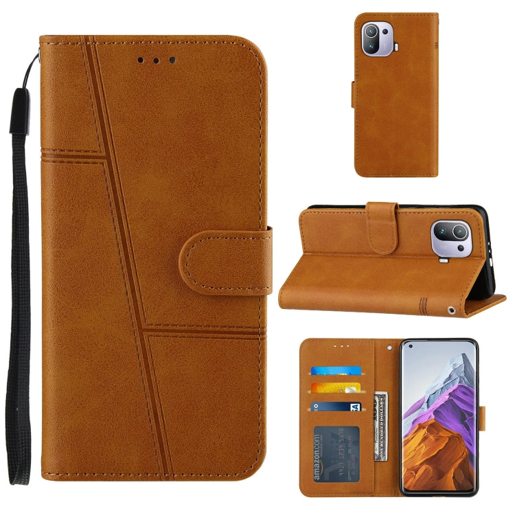 Stitching Calf Texture Buckle Horizontal Flip Leather Case with Holder & Card Slots & Wallet & Lanyard For Xiaomi Mi 11 Pro
