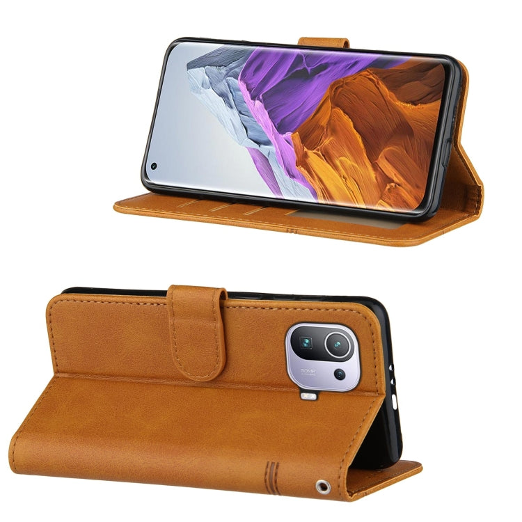 Stitching Calf Texture Buckle Horizontal Flip Leather Case with Holder & Card Slots & Wallet & Lanyard For Xiaomi Mi 11 Pro
