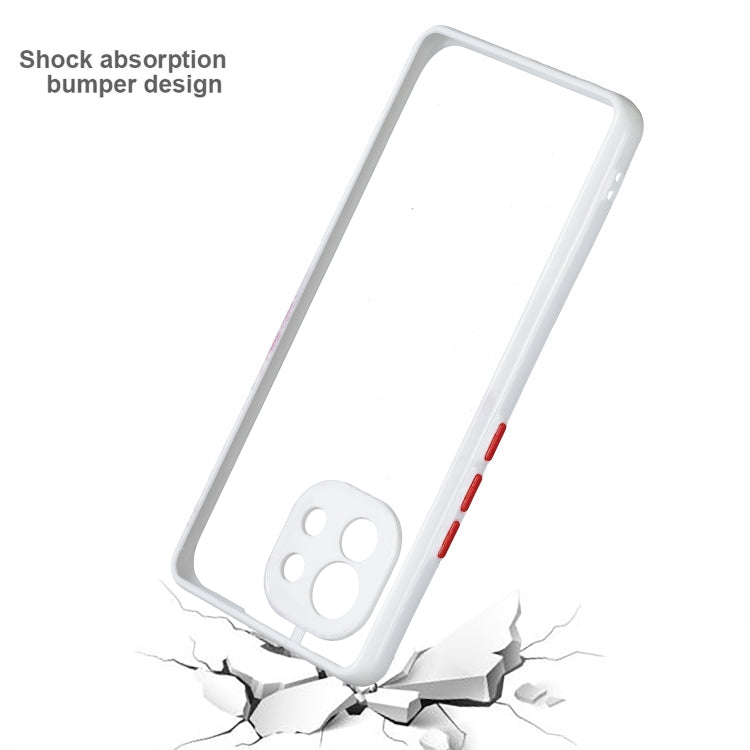 Transparent PC+TPU Phone Case with Contrast Color Button For Xiaomi Mi 11