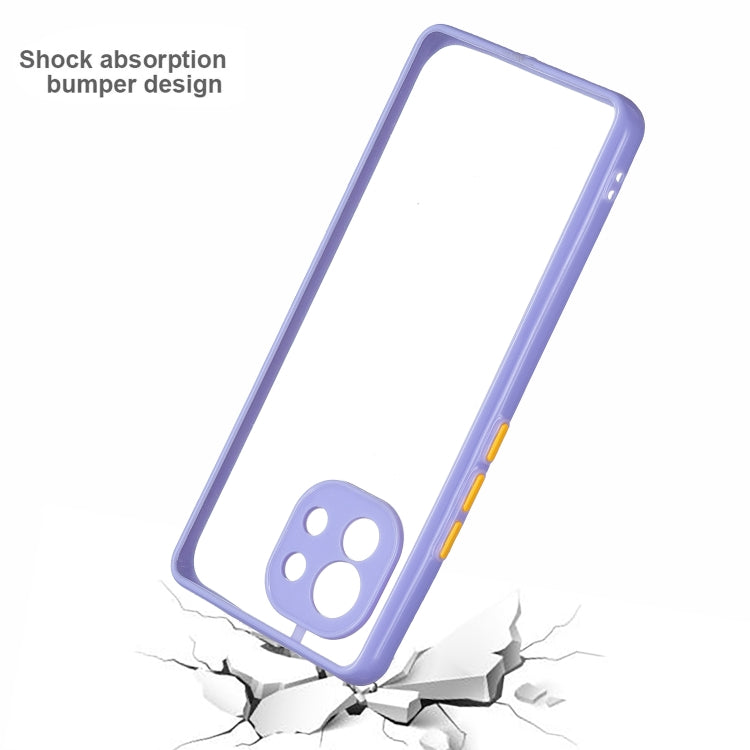 Transparent PC+TPU Phone Case with Contrast Color Button For Xiaomi Mi 11