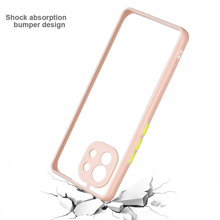 Transparent PC+TPU Phone Case with Contrast Color Button For Xiaomi Mi 11