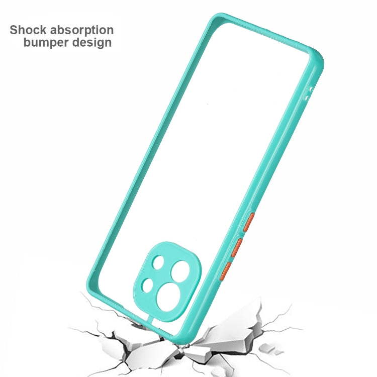 Transparent PC+TPU Phone Case with Contrast Color Button For Xiaomi Mi 11