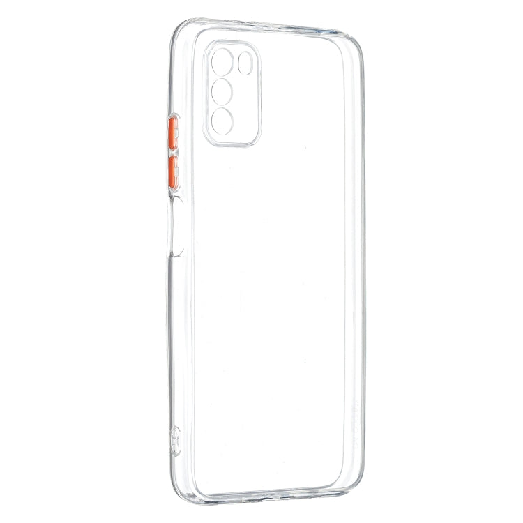 Transparent PC+TPU Phone Case with Contrast Color Button For Xiaomi Redmi 9 Power / Poco M3
