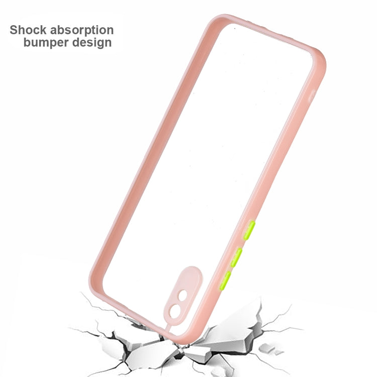 Transparent PC+TPU Phone Case with Contrast Color Button For Xiaomi Redmi 9A/9i