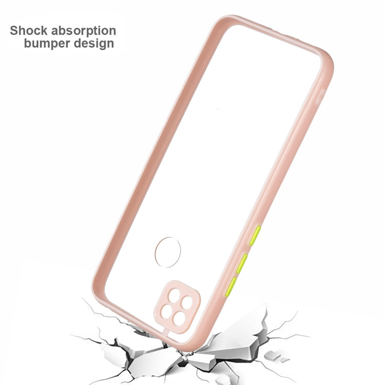 Transparent PC+TPU Phone Case with Contrast Color Button For Xiaomi Redmi 9C