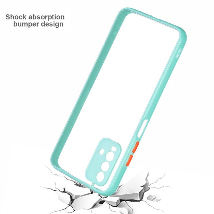 Transparent PC+TPU Phone Case with Contrast Color Button For Xiaomi Redmi 9T