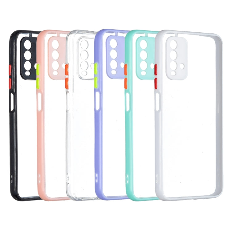Transparent PC+TPU Phone Case with Contrast Color Button For Xiaomi Redmi 9T
