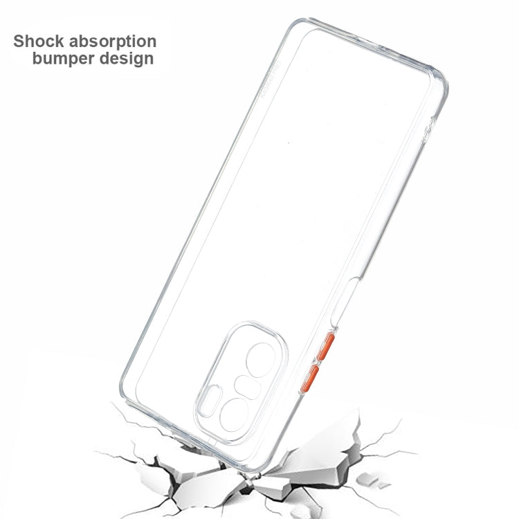 Transparent PC+TPU Phone Case with Contrast Color Button For Xiaomi Redmi K40/K40 Pro