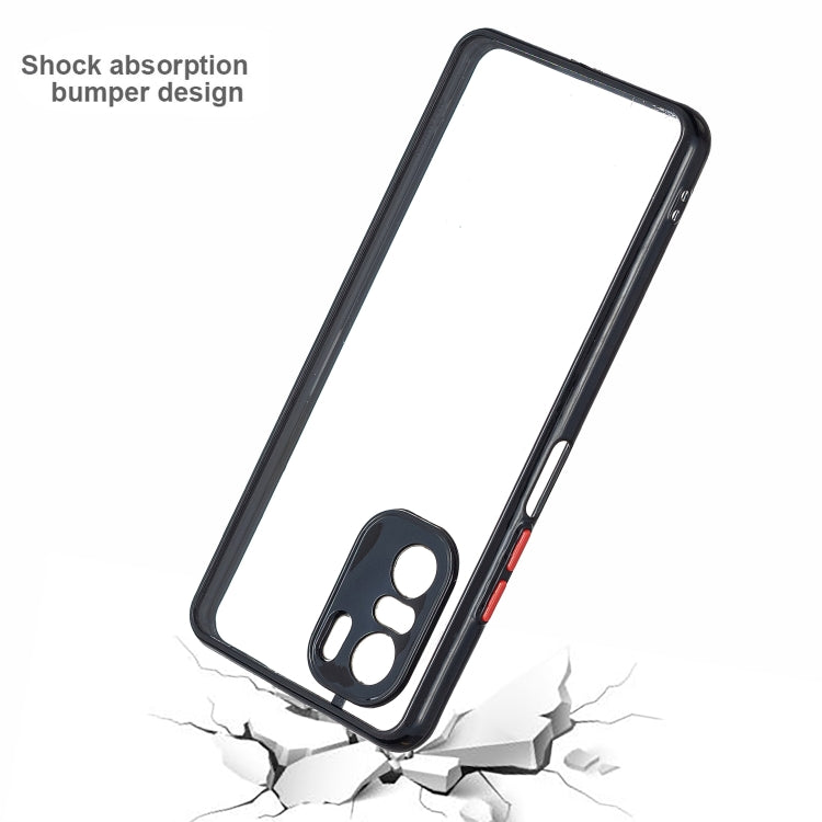 Transparent PC+TPU Phone Case with Contrast Color Button For Xiaomi Redmi K40/K40 Pro