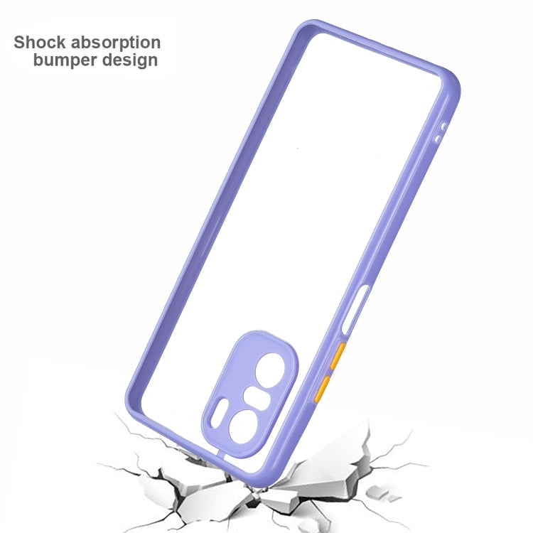 Transparent PC+TPU Phone Case with Contrast Color Button For Xiaomi Redmi K40/K40 Pro